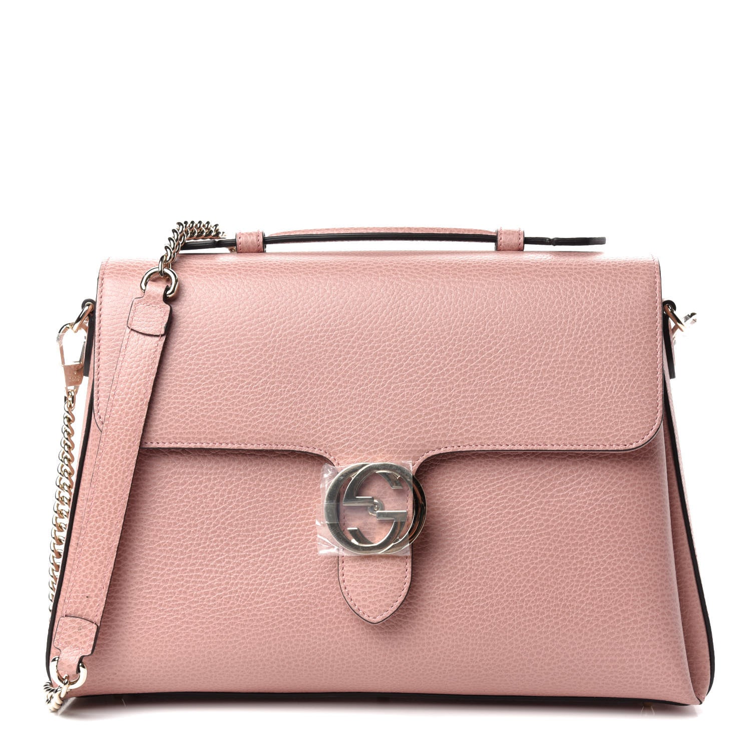 Gucci Dollar Calfskin Medium Interlocking G Top Handle Shoulder Bag Soft Pink 1 of 10