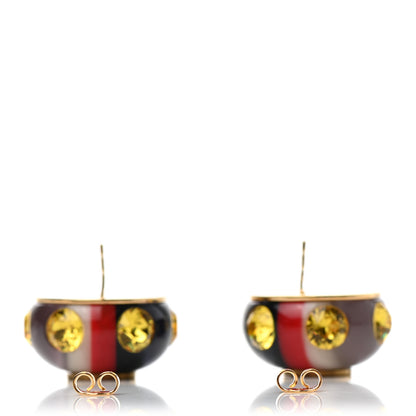 Gucci Resin Strass Vintage Web Stud Earrings Blue Red 3 of 4