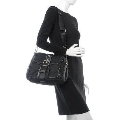 Prada Nylon Vela Front Pocket Messenger Bag Black 2 of 7