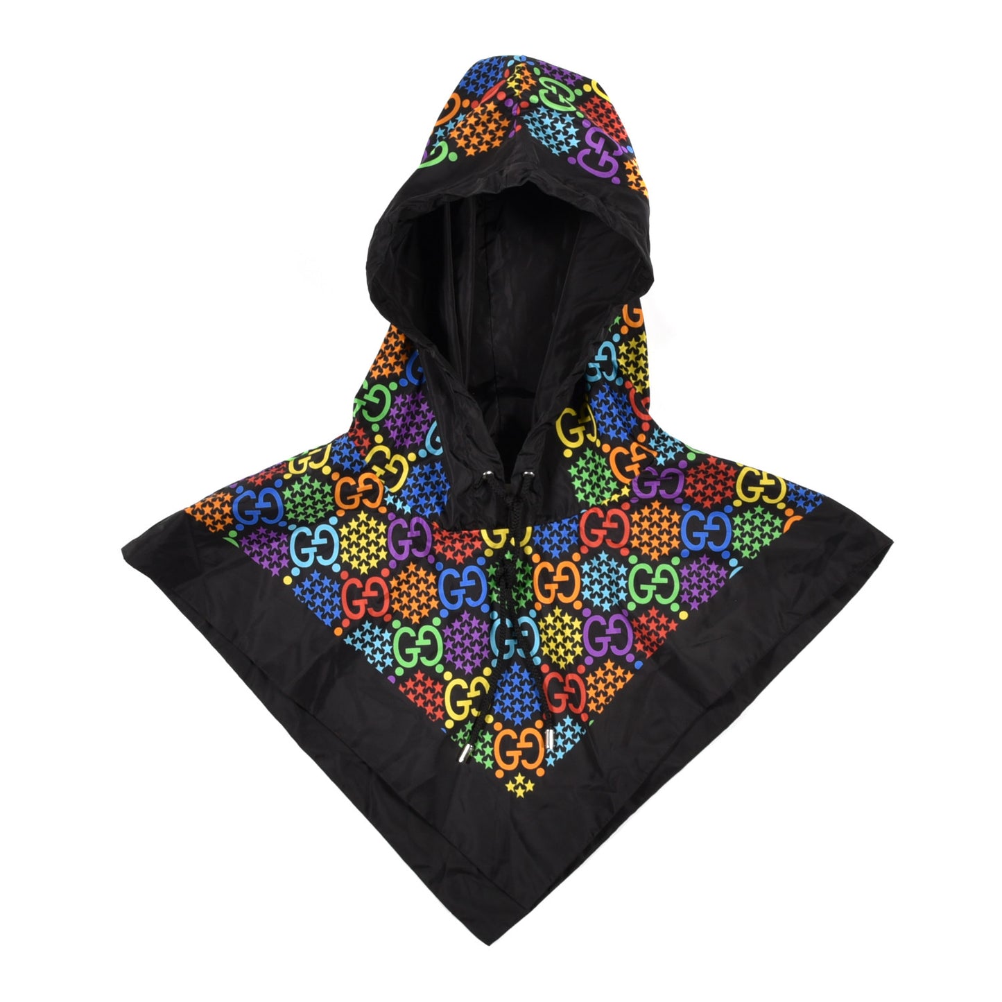 Silk Nylon Monogram Psychedelic Rain Hood Black