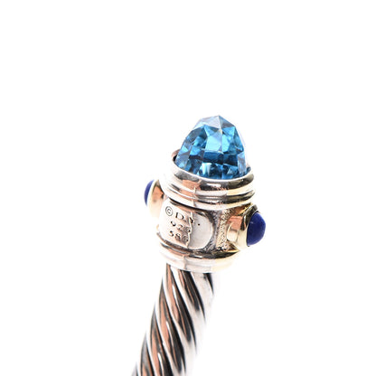 David Yurman Sterling Silver 14K Yellow Gold Blue Topaz Lapis Lazuli 5mm Cable Renaissance Bracelet 4 of 6