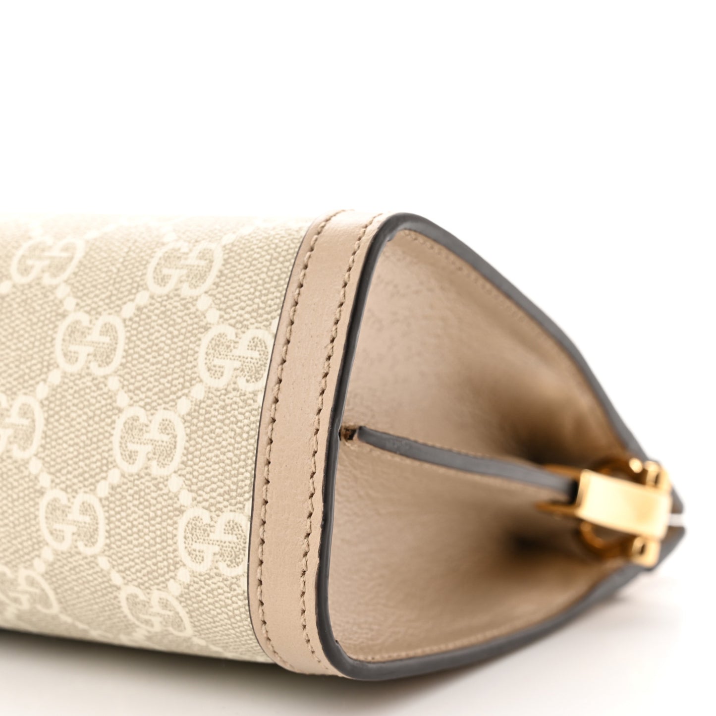 GG Supreme Monogram Textured Dollar Calfskin Web Small Ophidia Chain Shoulder Bag Beige Mystic White Oatmeal