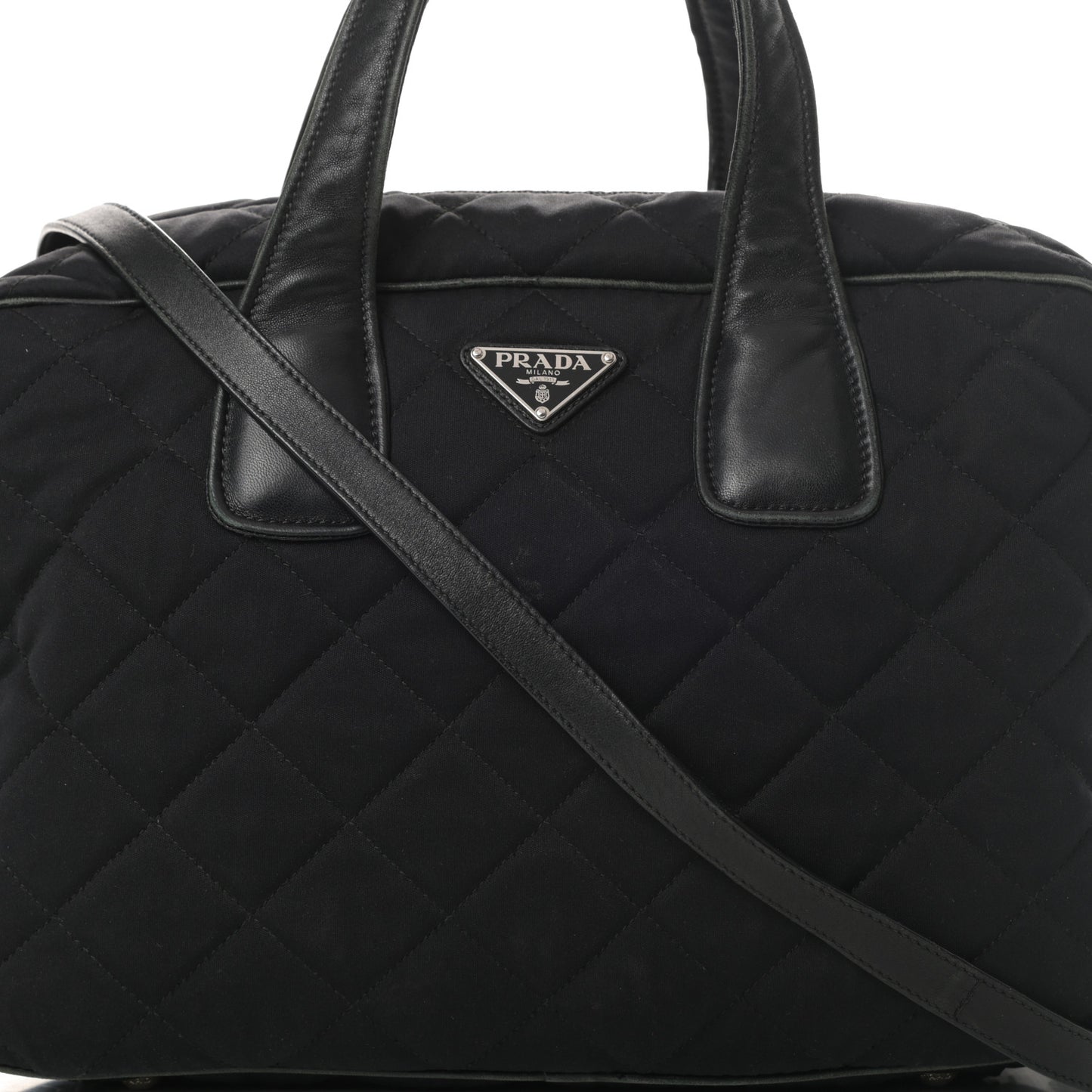 Nylon Tessuto Impuntu Quilted Bowler Black
