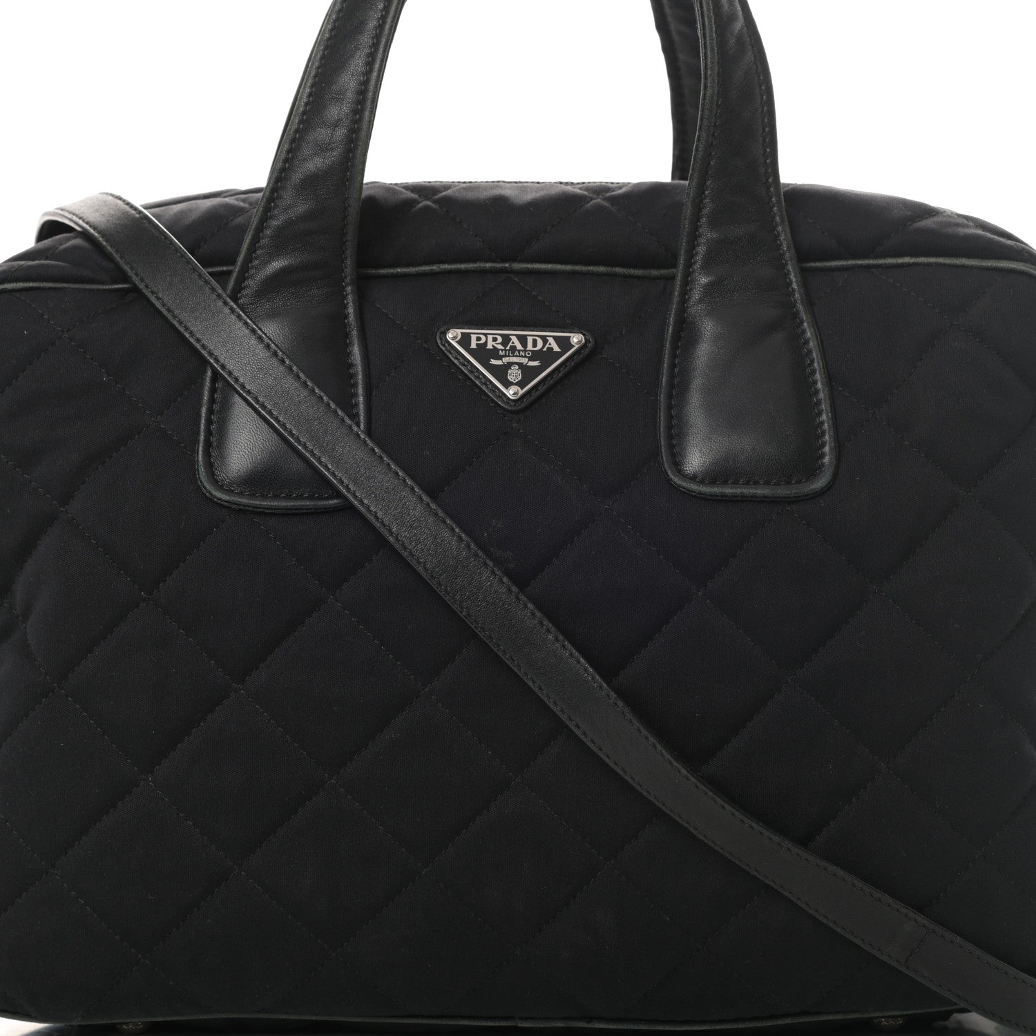 Prada Nylon Tessuto Impuntu Quilted Bowler Black 9 of 19