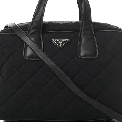 Prada Nylon Tessuto Impuntu Quilted Bowler Black 9 of 19