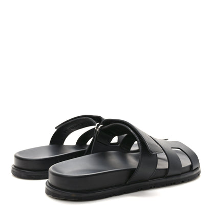 Hermes Calfskin Womens Chypre Sandals 39.5 Black 4 of 10