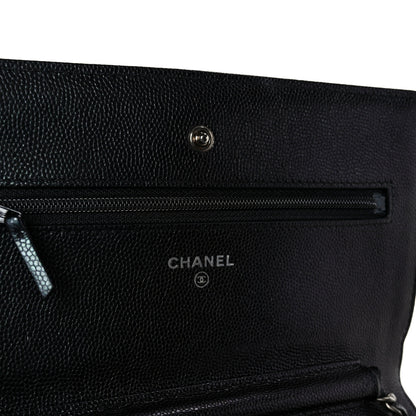 Chanel Iridescent Caviar Chevron Quilted Wallet On Chain WOC Black 6 of 12
