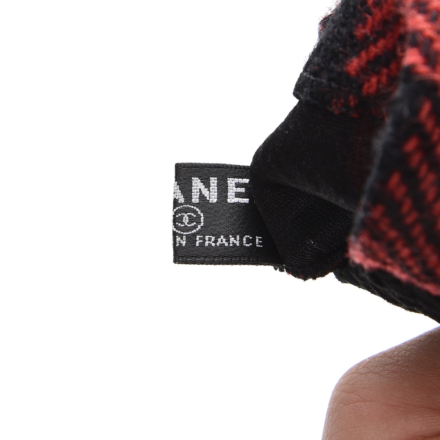 Wool Suede Plaid Fingerless CC Gloves 7 Red Black