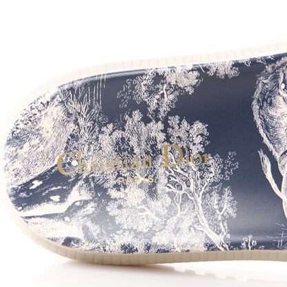 Christian Dior Canvas Toile de Jouy Embroidered Dway 10mm Slide Sandals 40 Deep Blue 7 of 8