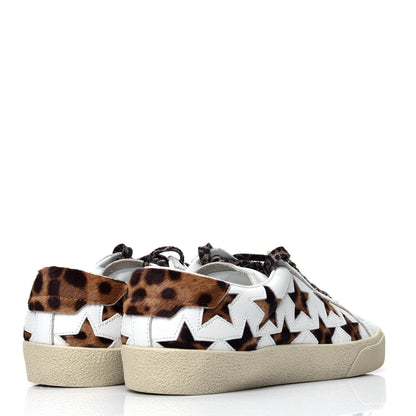 Saint Laurent Calfskin Pony Hair Star Court Sneakers 35 White 3 of 9