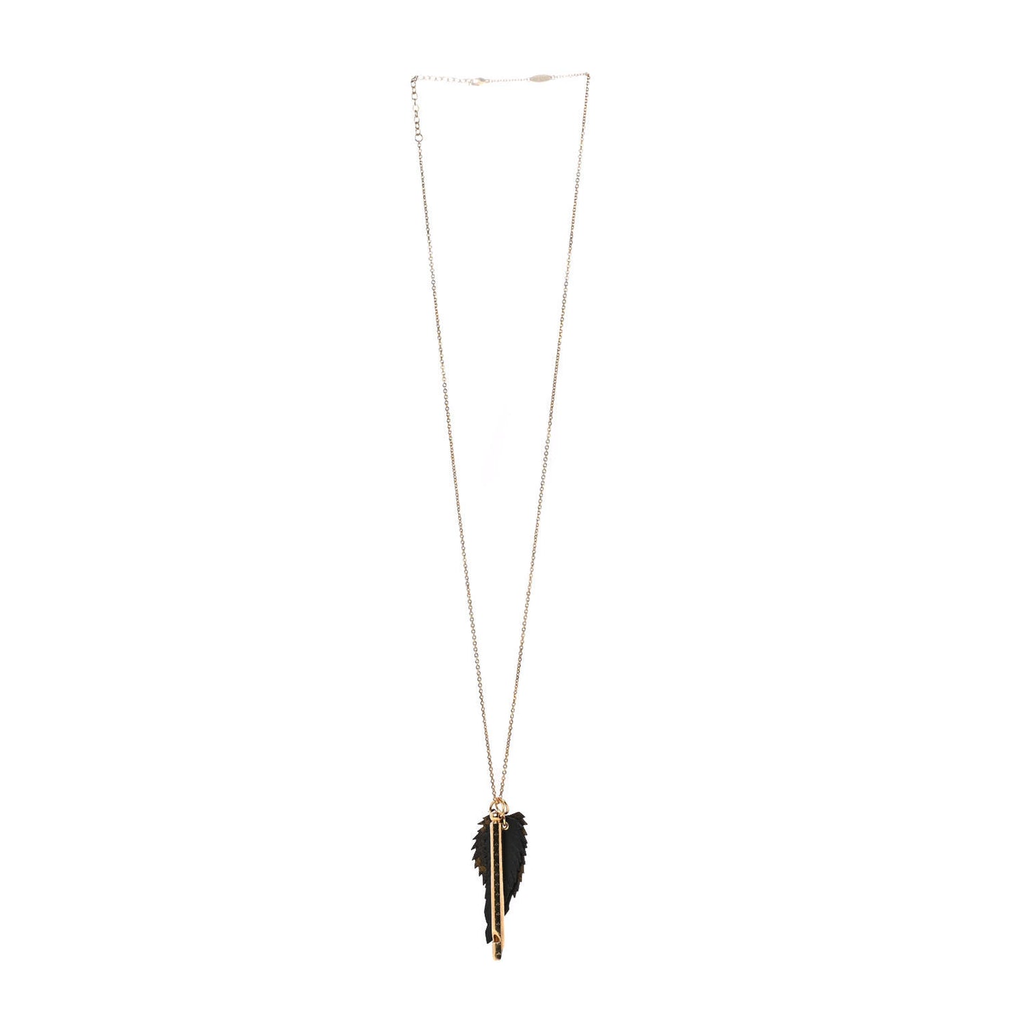LV Nanogram Whistle Chain Leaf Pendant Necklace Gold