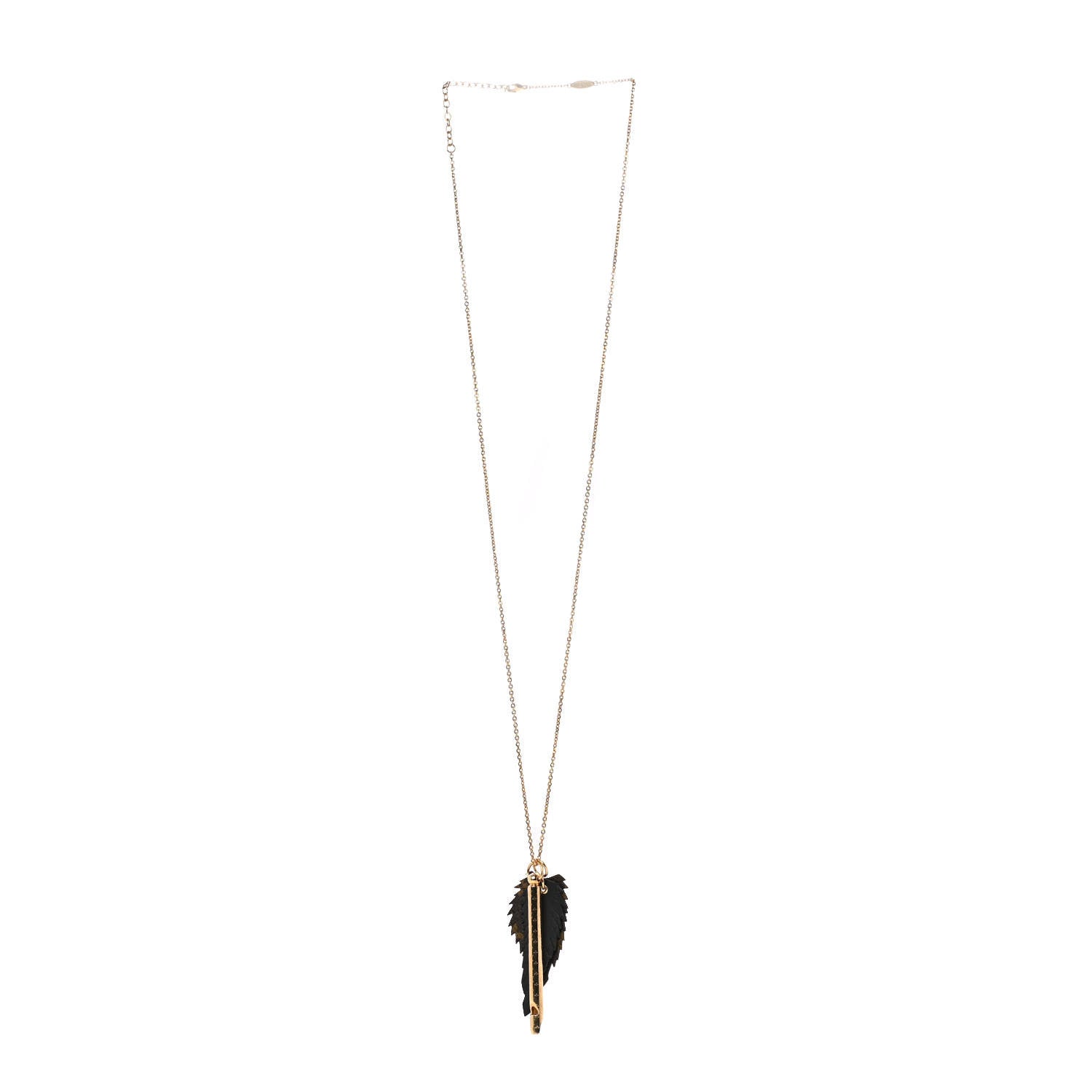 Louis Vuitton LV Nanogram Whistle Chain Leaf Pendant Necklace Gold 3 of 6