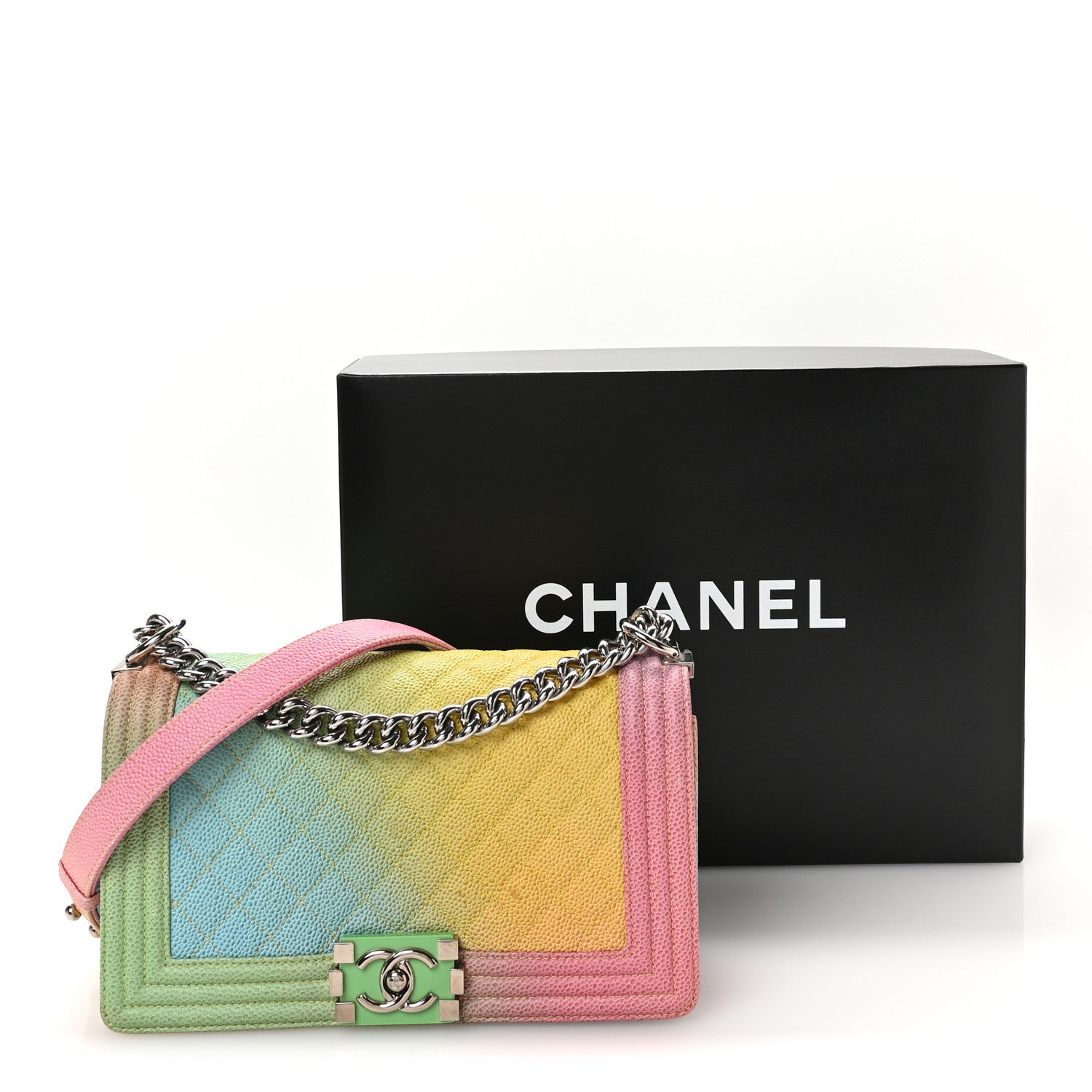 Chanel Caviar Quilted Medium Cuba Rainbow Boy Flap Multicolor 11 of 11