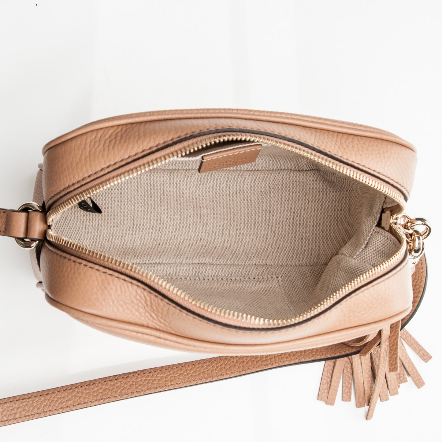Pebbled Calfskin Small Soho Disco Bag Camelia