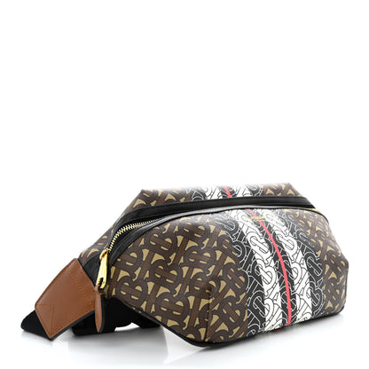 Burberry E-Canvas Monogram Stripe Medium Sonny Bum Bag Bridle Brown 4 of 10