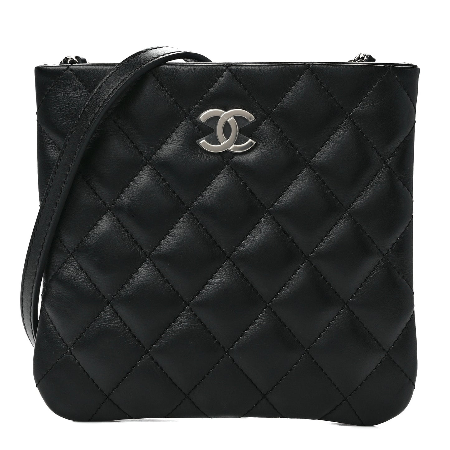 Lambskin Quilted Crossbody Bag Black