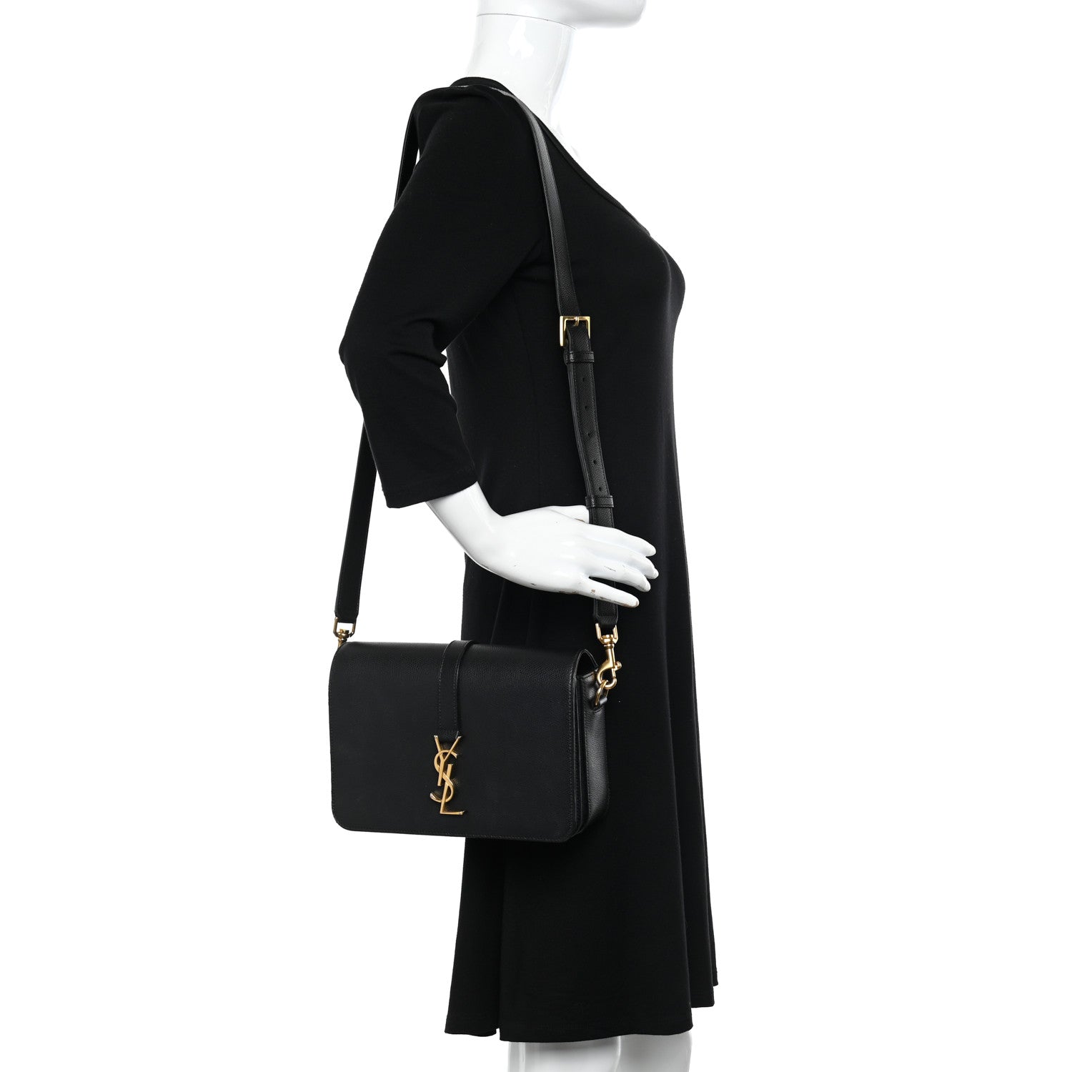 Saint Laurent Textured Calfskin Medium Classic Monogram Universite Bag Black 2 of 18
