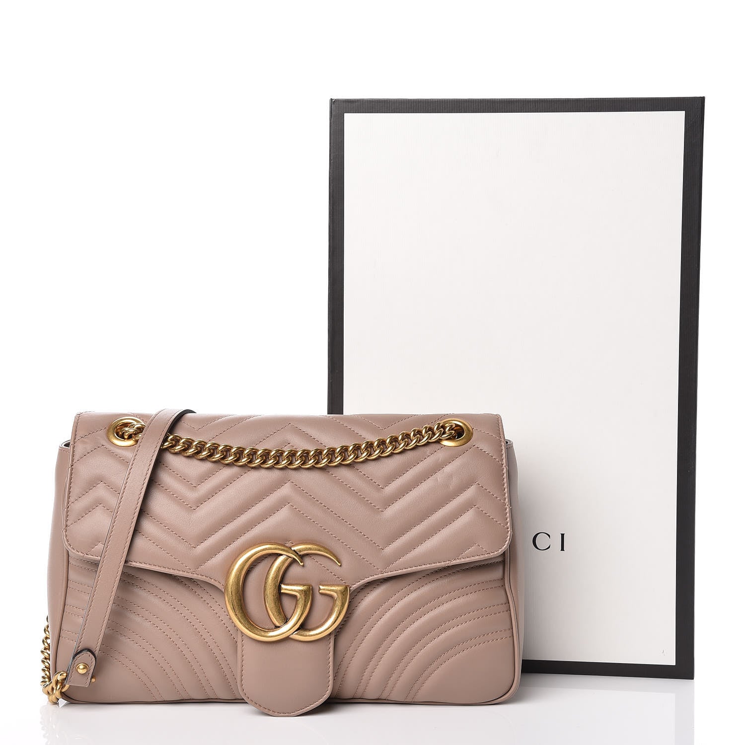Gucci Calfskin Matelasse Medium GG Marmont Shoulder Bag Porcelain Rose 10 of 10