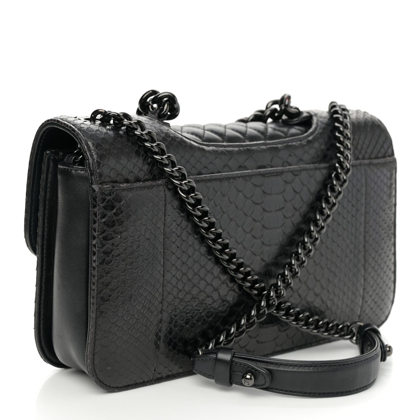 Snakeskin Medium Perfect Edge Flap Black