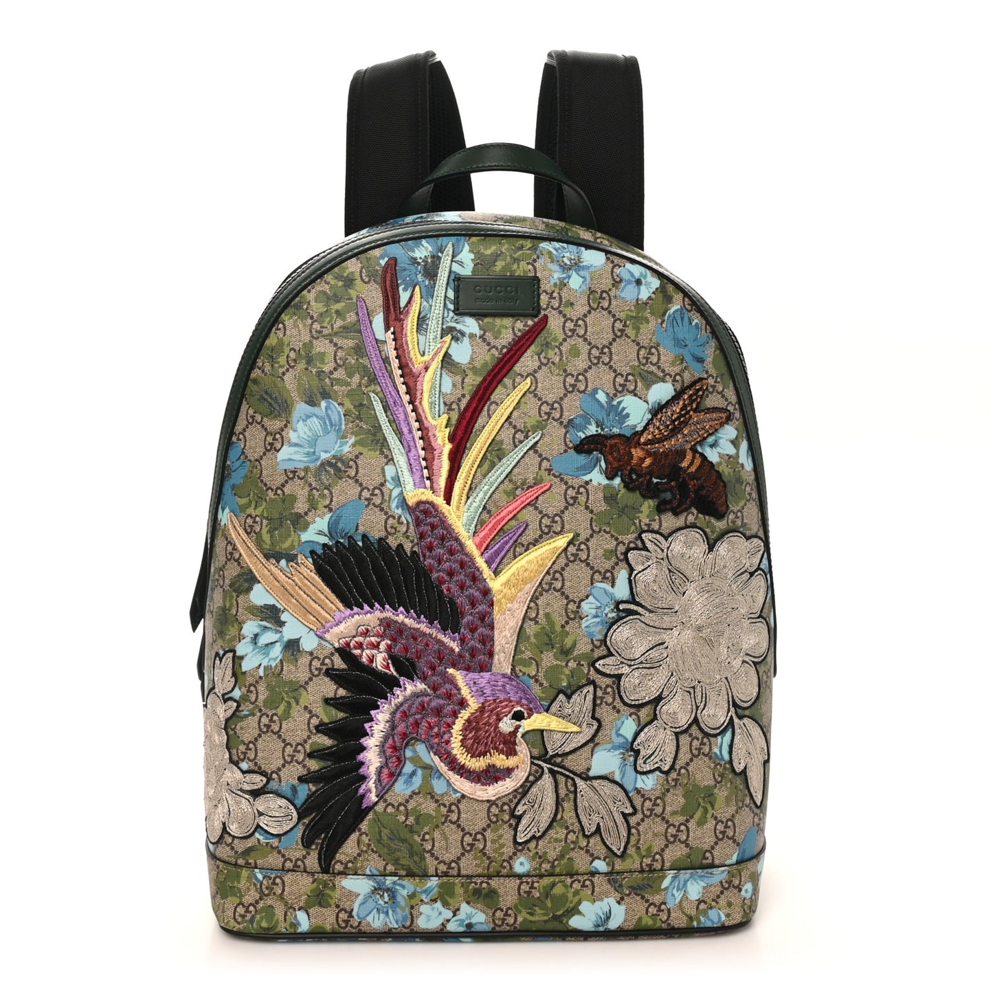 GG Supreme Monogram Blooms Bird Embroidered Dome Backpack