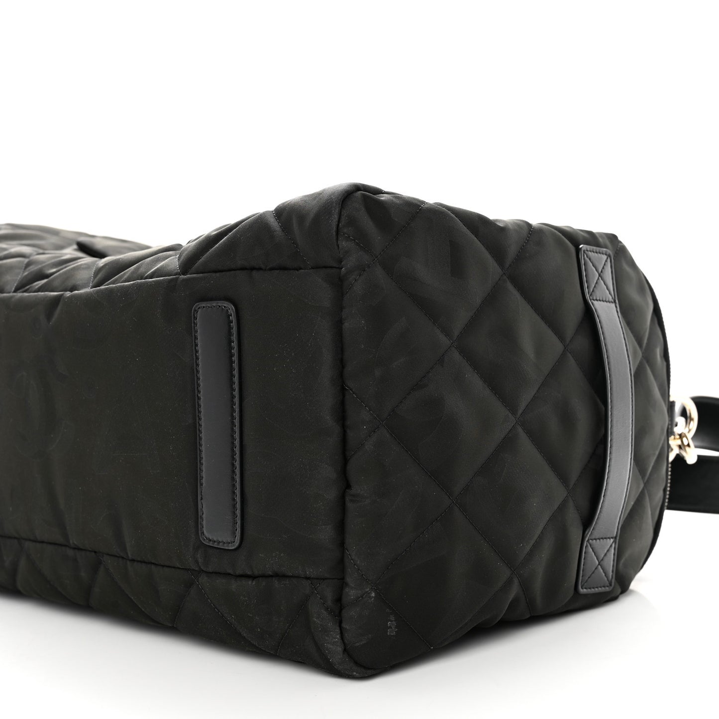Nylon Calfskin Quilted Coco Neige Printed Convertible Duffle Backpack Black