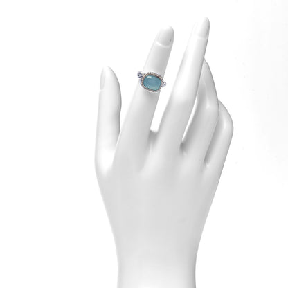 David Yurman Sterling Silver Diamond Chalcedony 10mm Chalcedony Ring 46 3.75 2 of 5