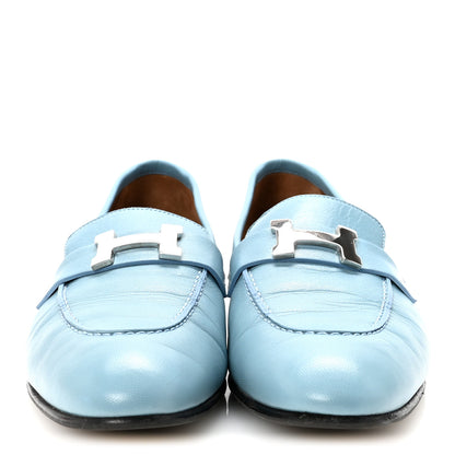 Hermes Goatskin Paris Loafers 38.5 Bleu Dorset 3 of 10