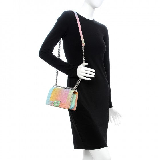 Caviar Quilted Small Cuba Rainbow Boy Flap Multicolor