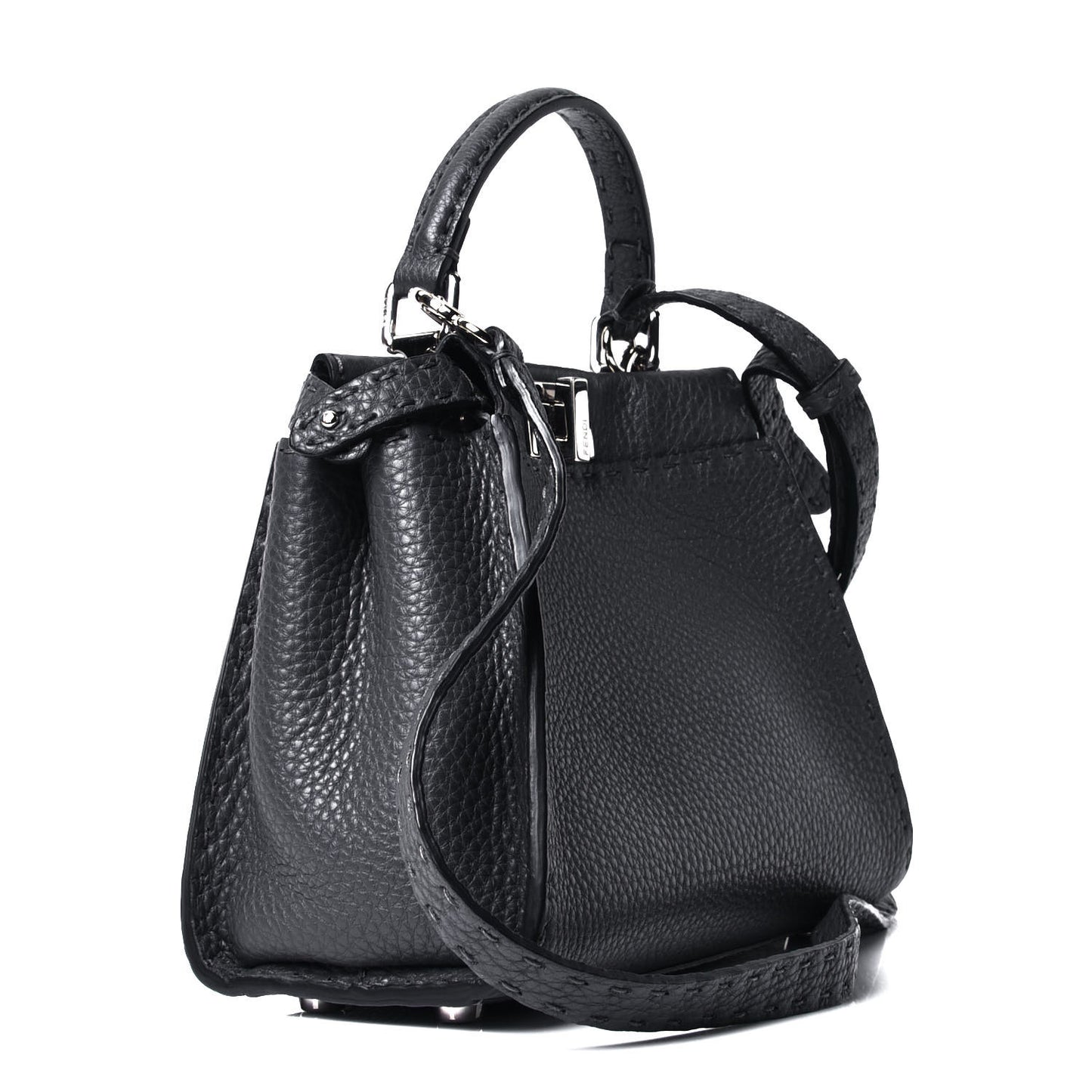 Cuoio Romano Selleria Bi-Color Mini Peekaboo Iconic Satchel Asfalto Latte