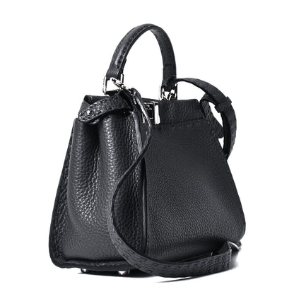 Fendi Cuoio Romano Selleria Bi-Color Mini Peekaboo Iconic Satchel Asfalto Latte 2 of 4
