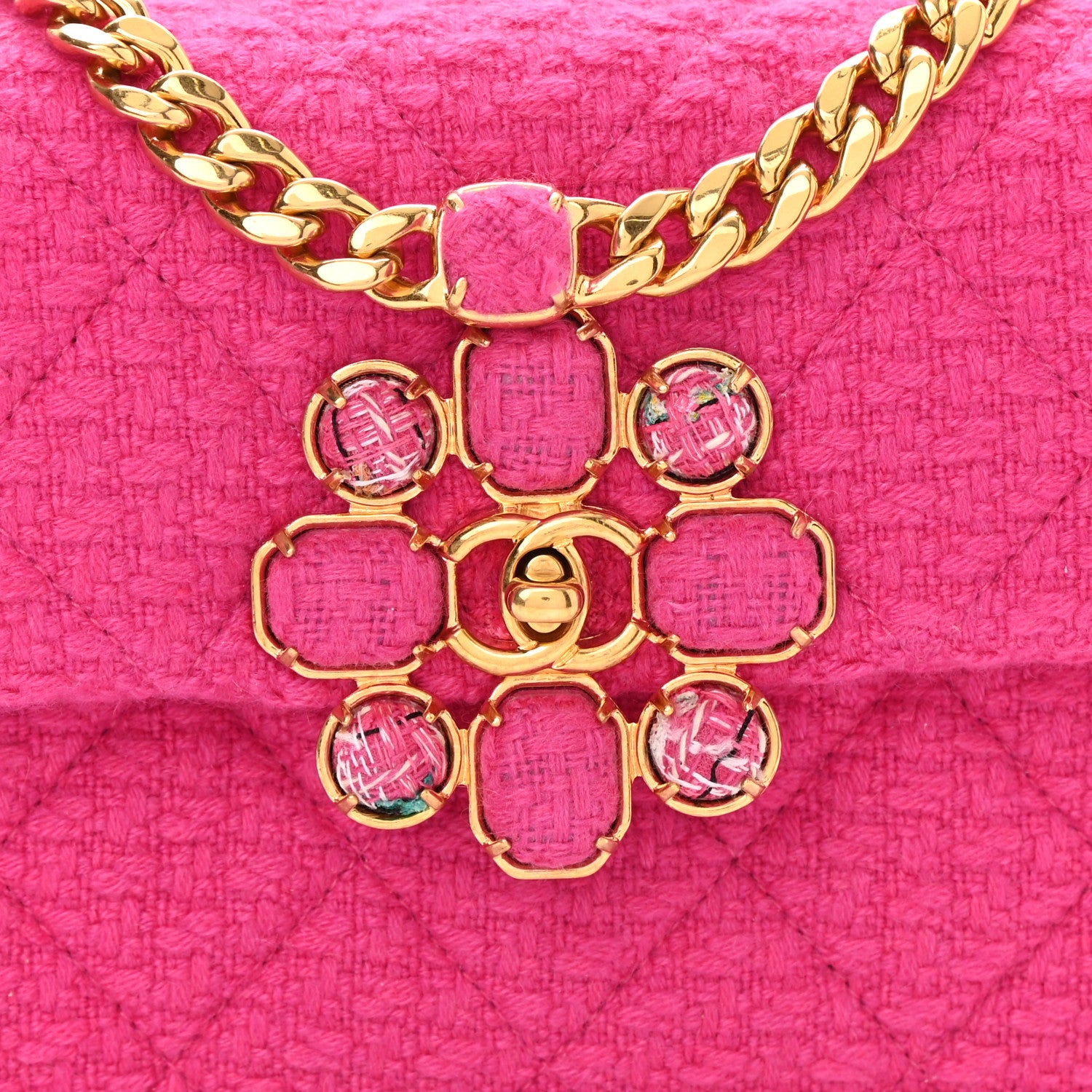 Chanel Cashmere Tweed Quilted Mini Bijoux Flap Fuchsia 9 of 12