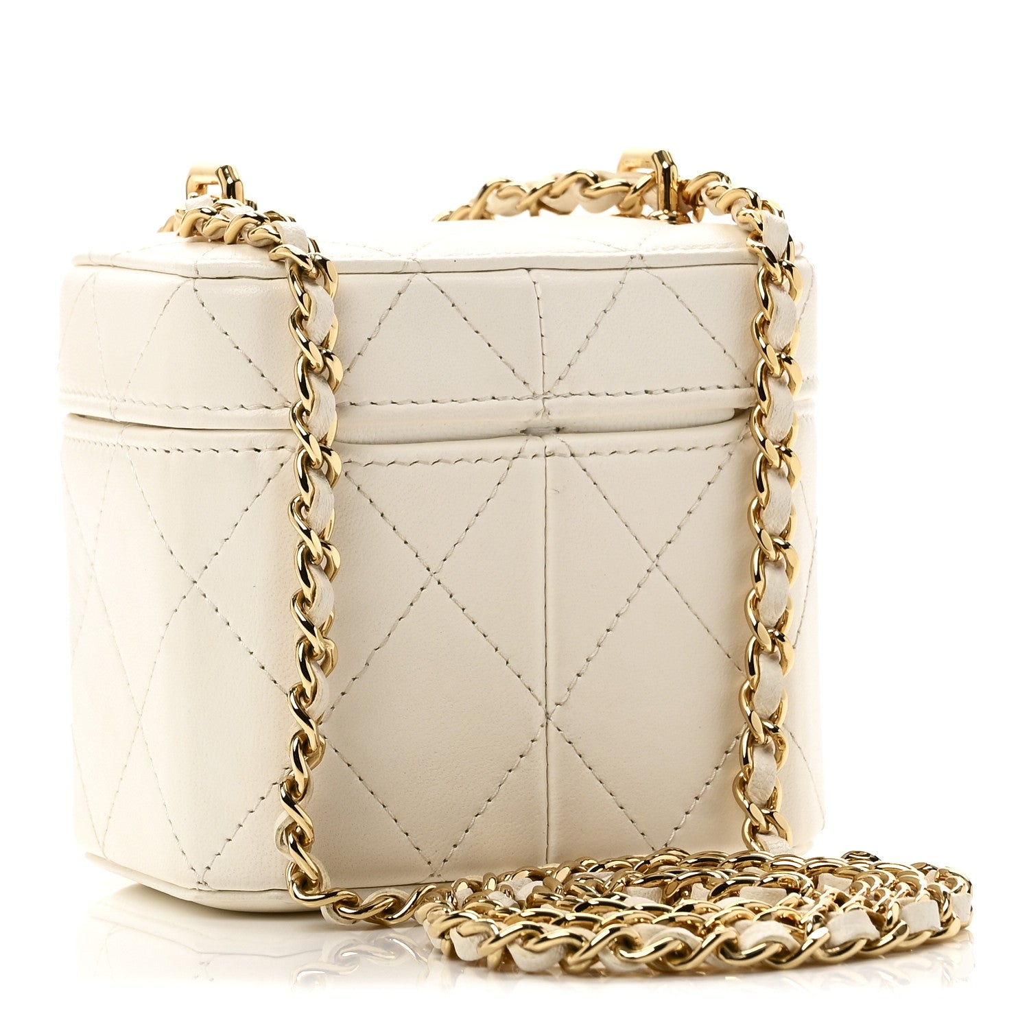 Chanel Lambskin Quilted Vanity Clutch With Chain White 3 of 12