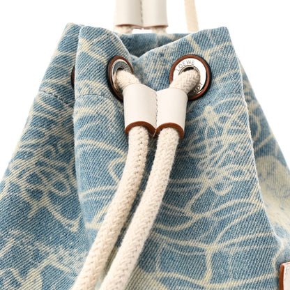 Loewe Denim Calfskin Mermaid Print Paula's Ibiza Bucket Bag Blue Tan 8 of 10