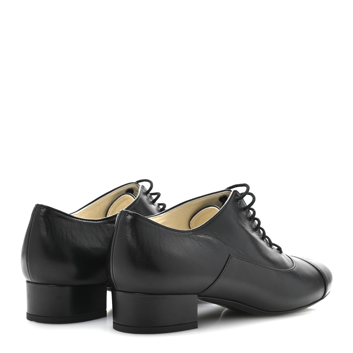 Smooth Lambskin Lace Up Shoes 39 Black