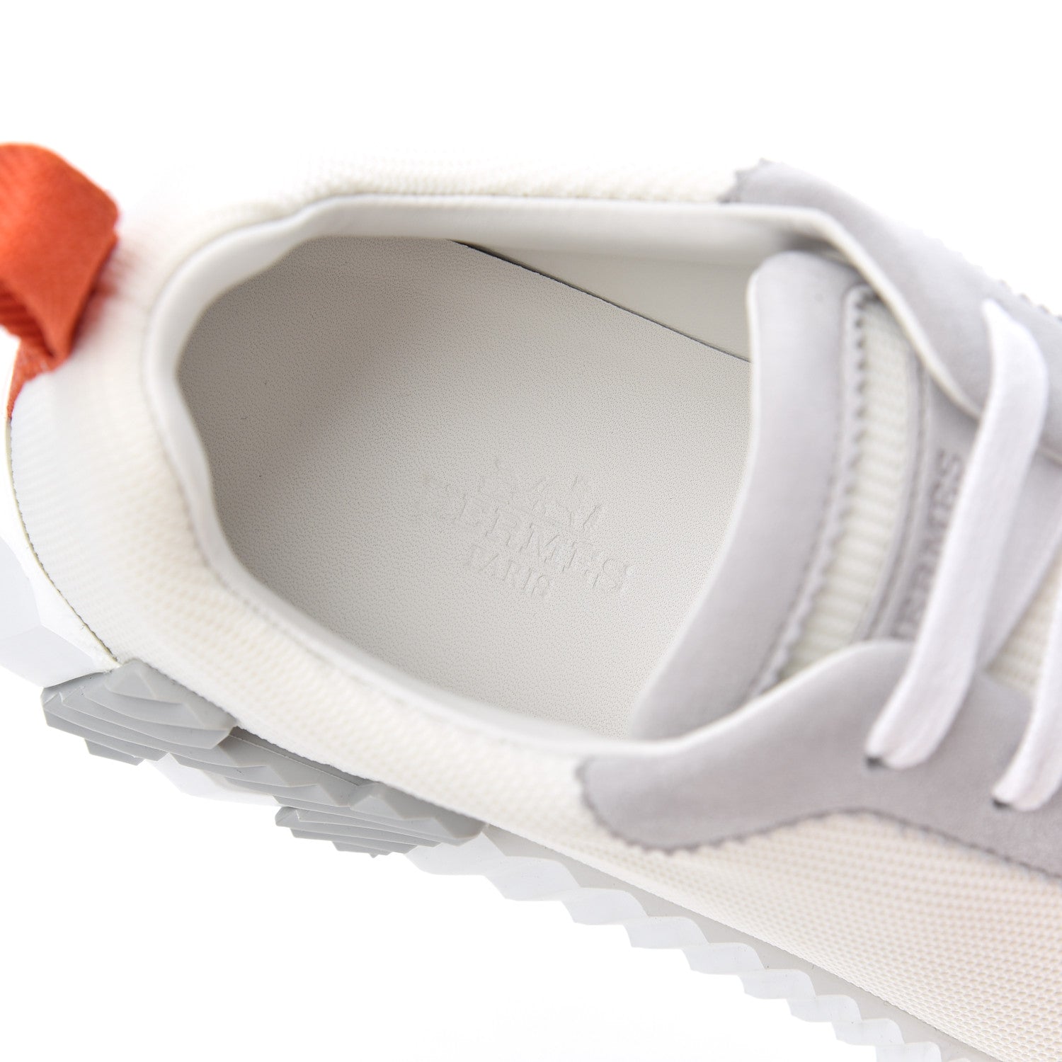 Hermes Technical Canvas Suede Goatskin Bouncing Sneakers 37 White Multicolor 6 of 8