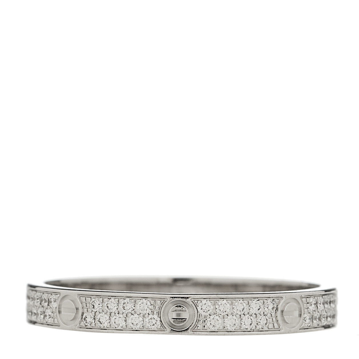 18K White Gold Diamond 2.6mm LOVE Paved Band Ring 54 7