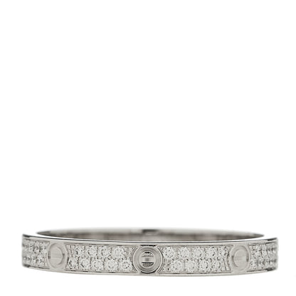 Cartier 18K White Gold Diamond 2.6mm LOVE Paved Band Ring 54 7 3 of 6
