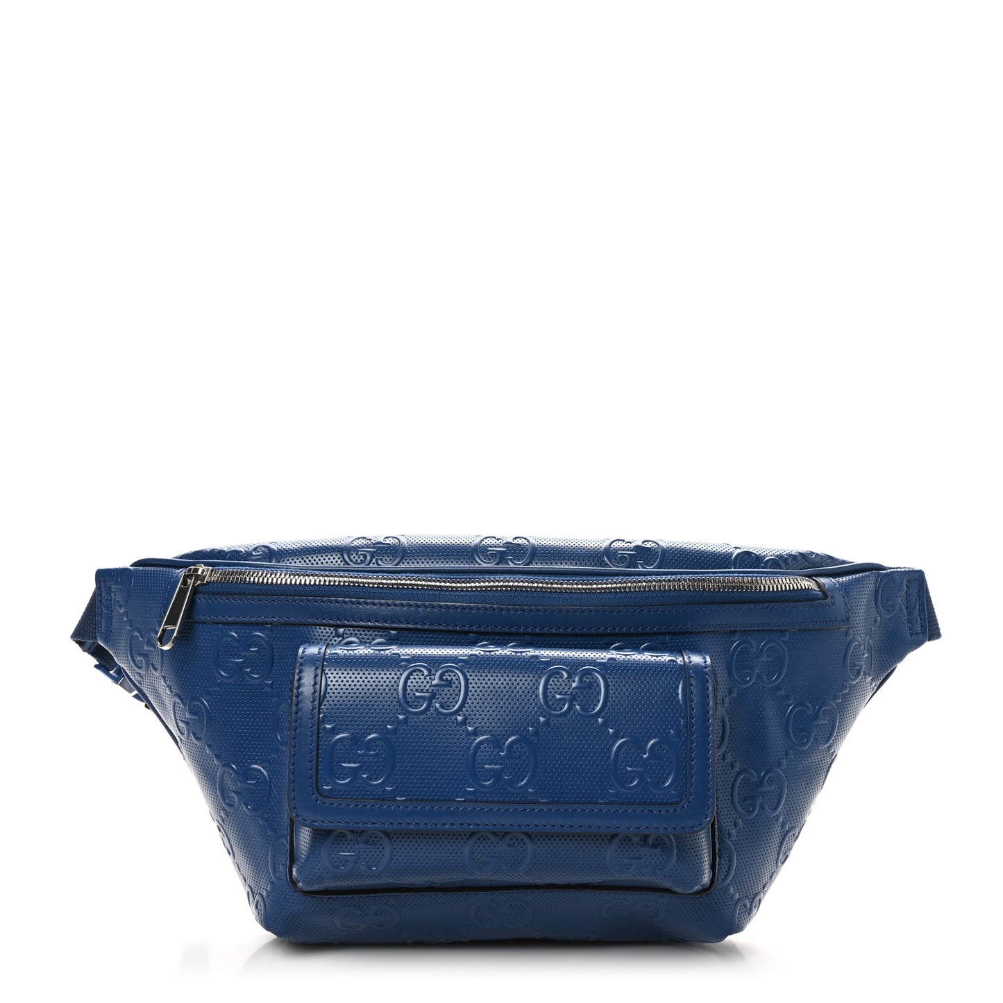 Calfskin GG Tennis Embossed Pocket Belt Bag Intense Metal Blue