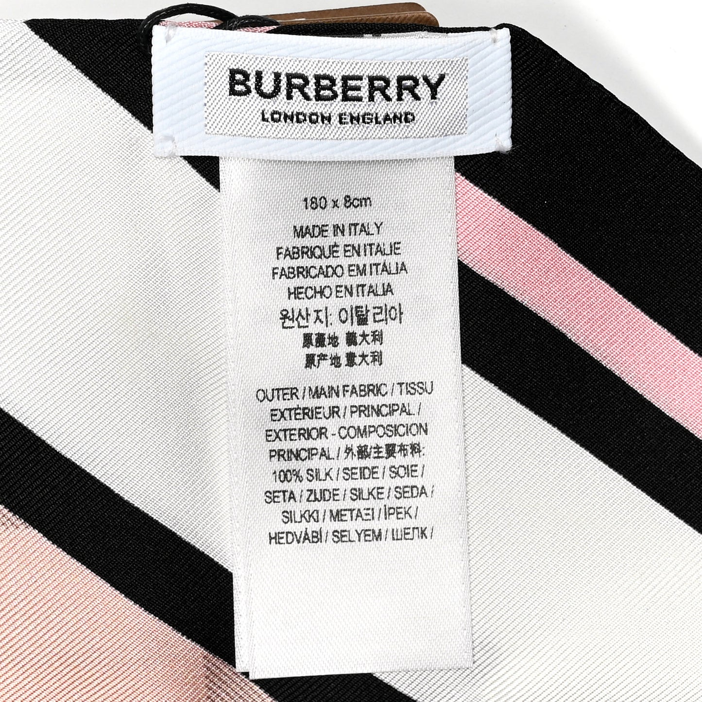 Silk Montage Print Skinny Scarf Archive Pink