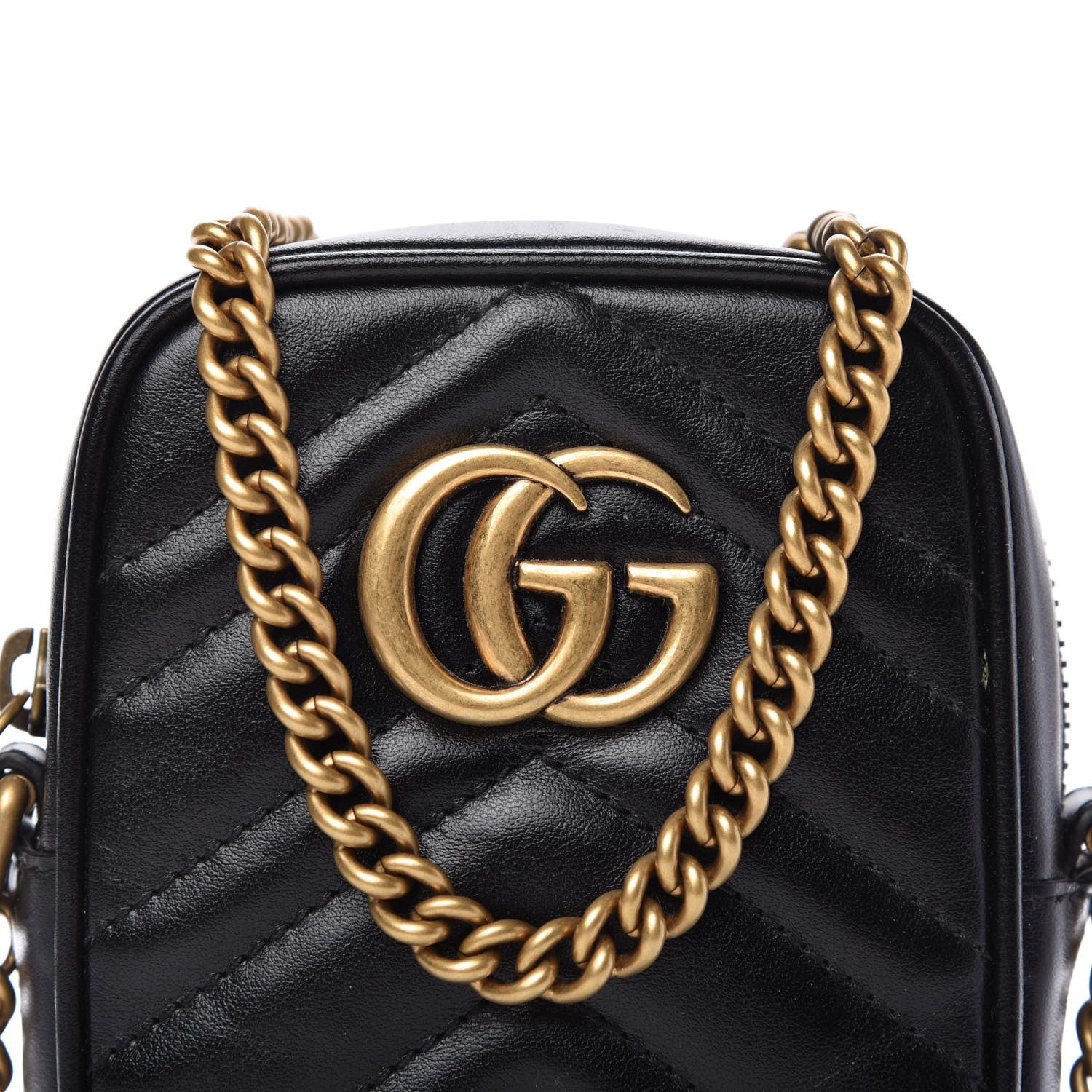 Gucci Calfskin Matelasse Mini GG Marmont Crossbody Bag Black 9 of 10