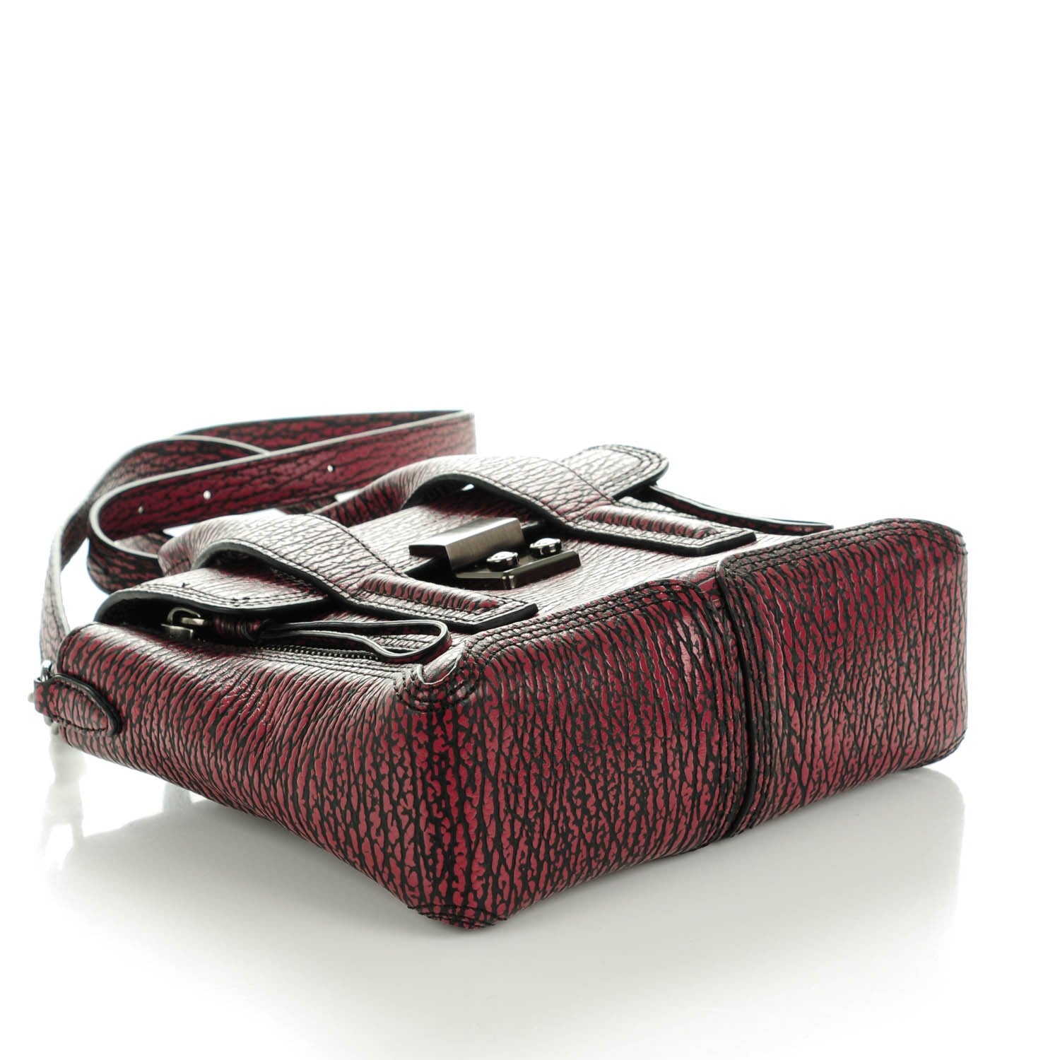 3.1 Phillip Lim 3.1 Textured Calfskin Mini Pashli Satchel Black Red 4 of 6