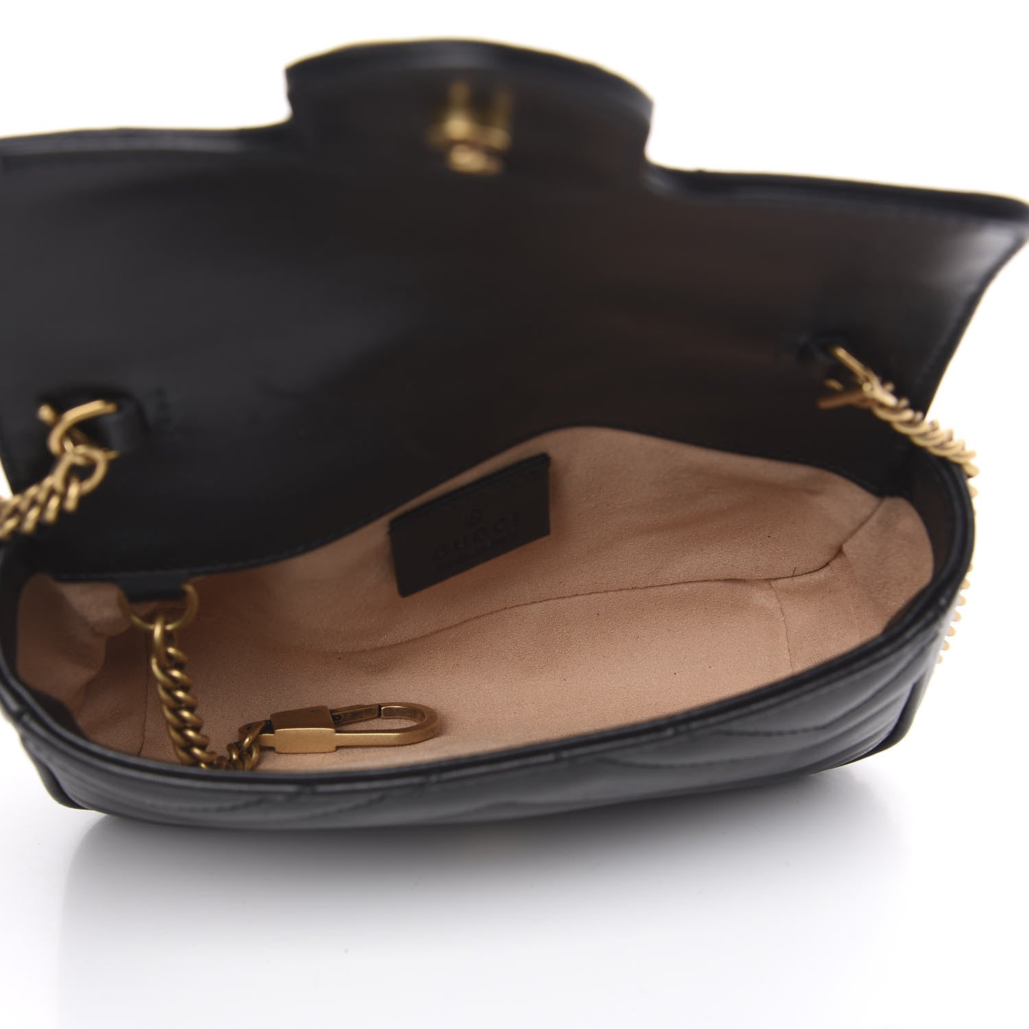 Gucci Calfskin Matelasse Super Mini GG Marmont Shoulder Bag Black 4 of 12