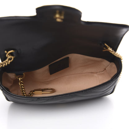Gucci Calfskin Matelasse Super Mini GG Marmont Shoulder Bag Black 4 of 12