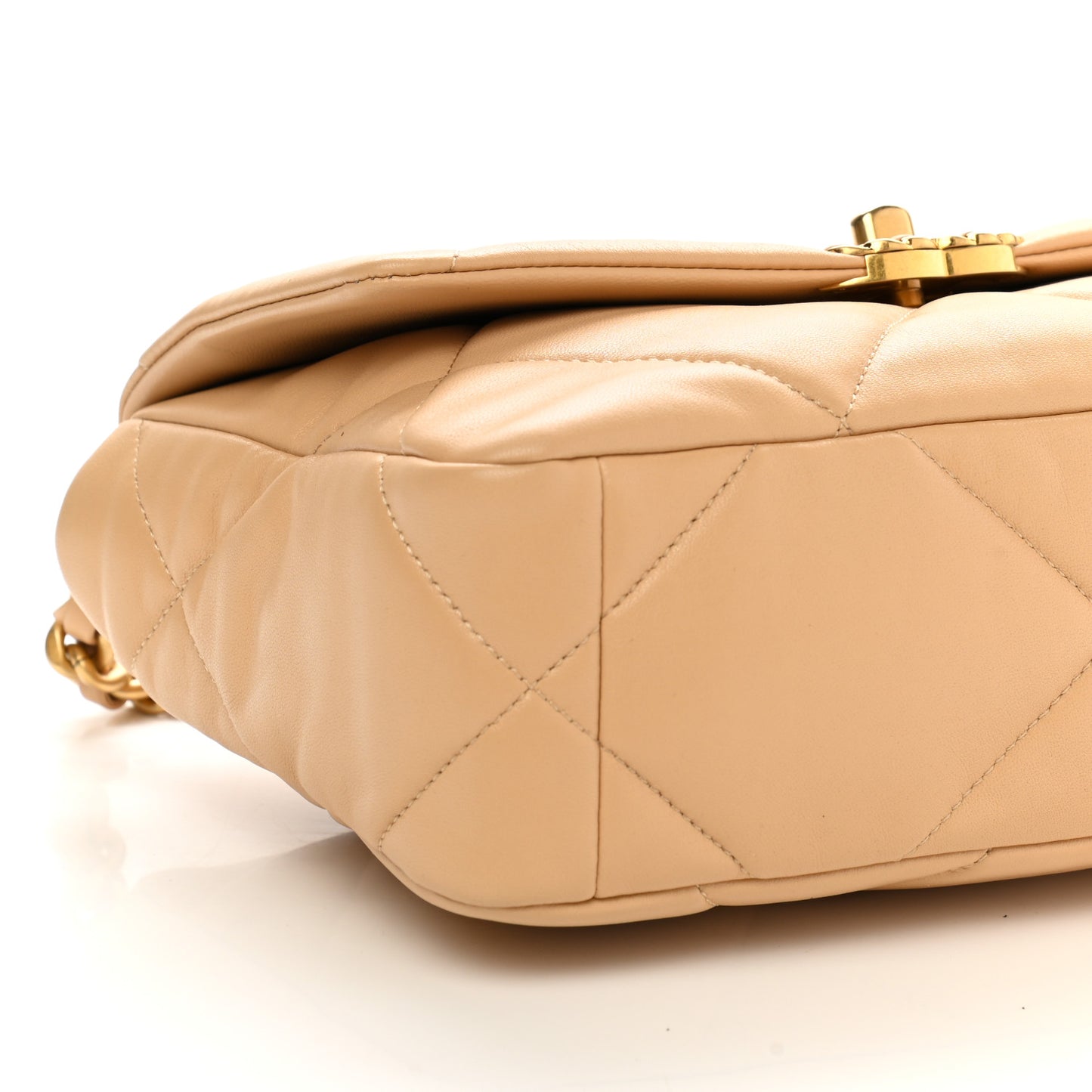 Lambskin Quilted Medium Chanel 19 Flap Beige