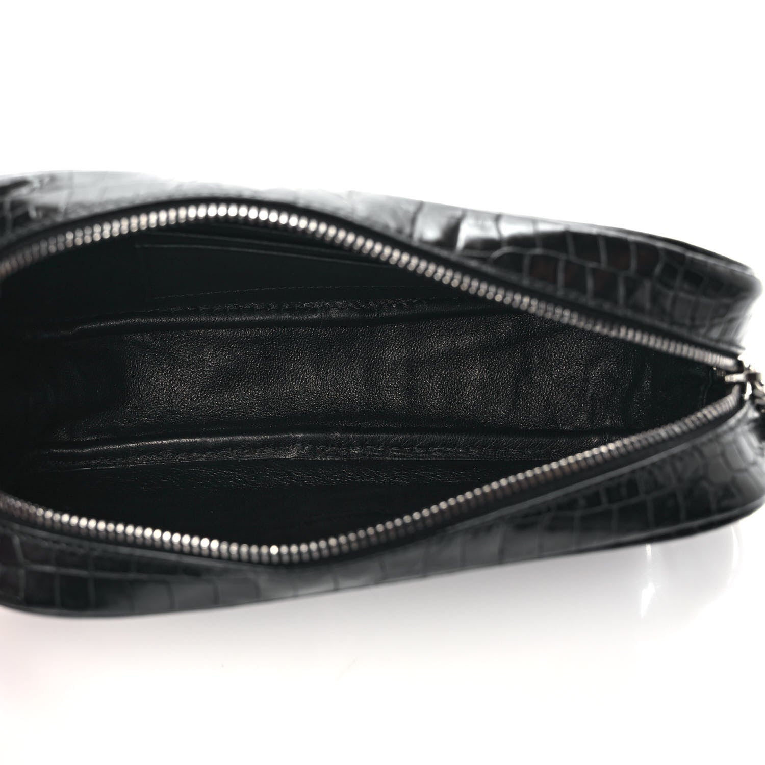 Saint Laurent Calfskin Crocodile Embossed Monogram Mini Lou Camera Bag Black 5 of 8