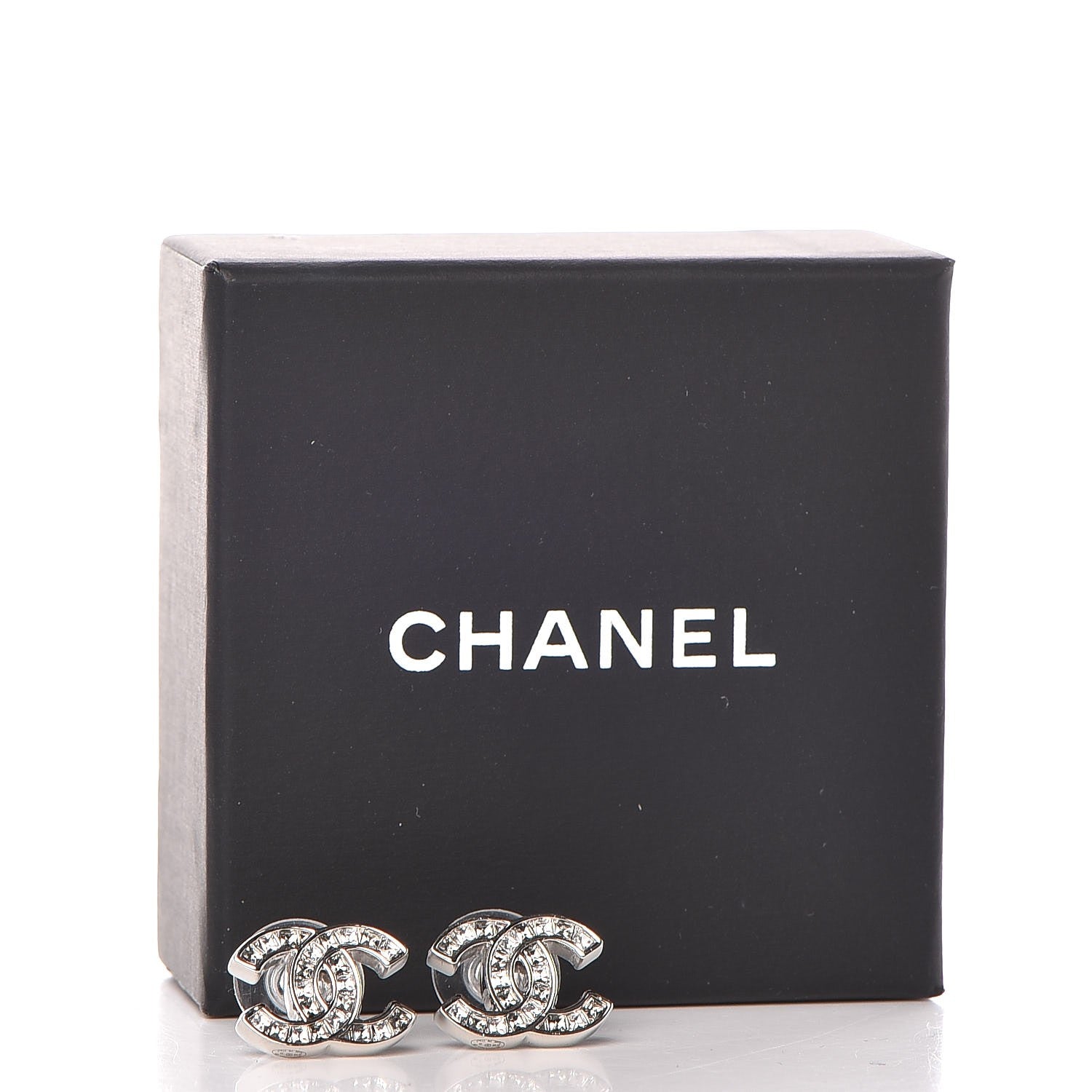Chanel Crystal CC Earrings Silver 5 of 5