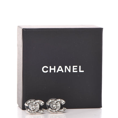 Chanel Crystal CC Earrings Silver 5 of 5