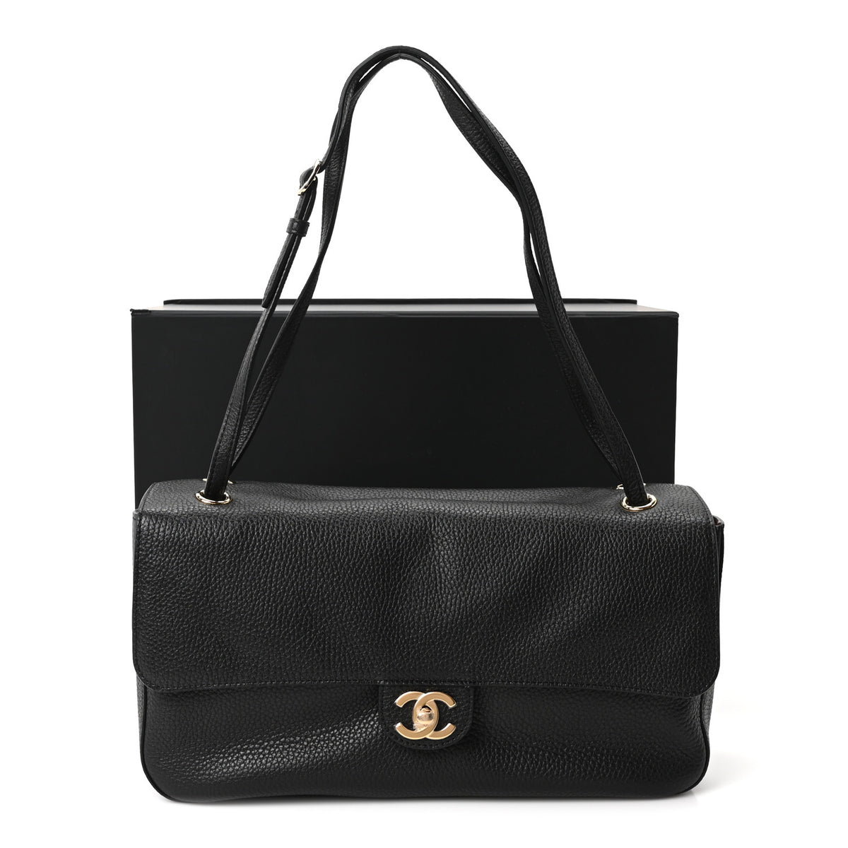 Grained Calfskin Small Souplissimo Maxi Flap Black