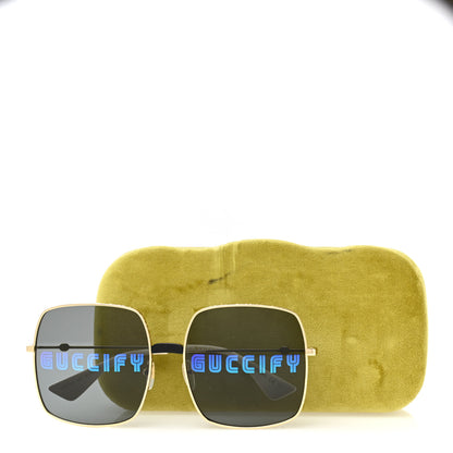 Gucci Metal Rectangular Guccify Frame Sunglasses GG0414S Gold 8 of 8