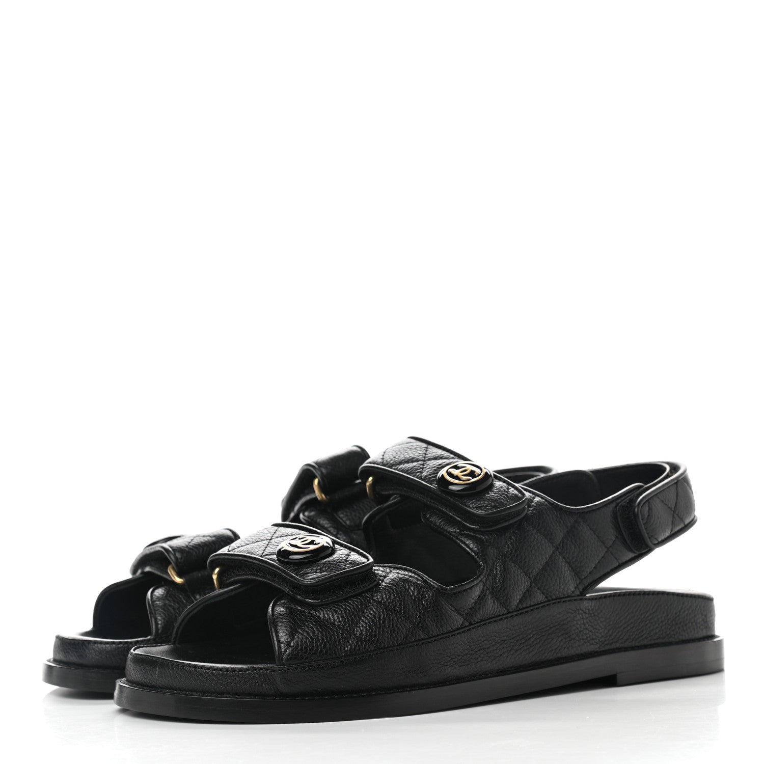Chanel Velcro Dad Sandals 38 Black 3 of 9